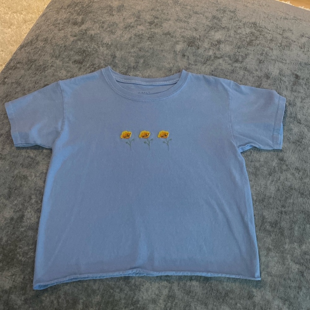 J. Galt Brandy Mellville one size cropped blue short sleeve Tee. {217}